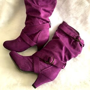 Purple mid length boots
